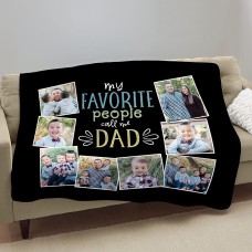 Manta de peluche con foto de las personas favoritas de papá