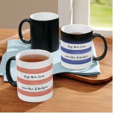 Taza con mensaje a rayas que cambia de color