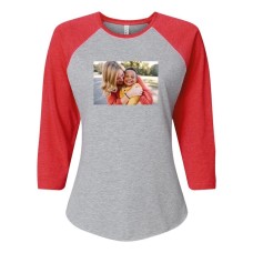 Camiseta de béisbol de manga raglán con estampado fotográfico para mujer