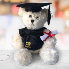 Oso de peluche color crema personalizado con mensaje para graduación - 21,5 cm