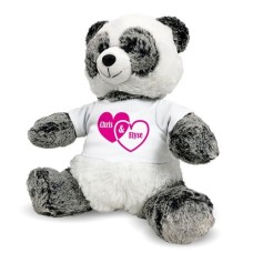 Personalized Panda Bear - Couples Hearts - 12" (11 inch teddy)