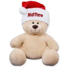 Gorro de Papá Noel bordado con forma de osito de peluche - 17"
