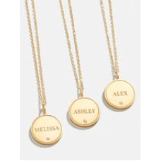 Collar con disco grabable personalizado de oro de 18 quilates