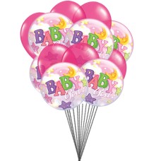 Rosa para las niñas (6 Mylar y 6 globos del látex)