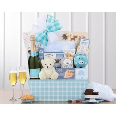 Cesta de regalo de vino espumoso para bebé niño