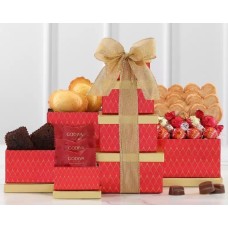 Torre de regalo de chocolate, brownie y galletas