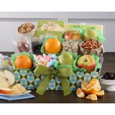 Fruta fresca de lujo, chocolate y snacks.