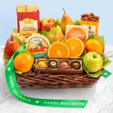 Happy Holidays Classic Deluxe Canasta de frutas