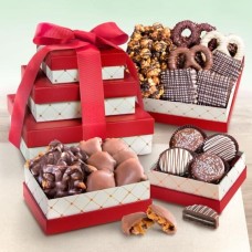 Torre de regalo de 3 cajas de chocolate, caramelo y crocante