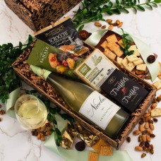 Caja de regalo de vino blanco y Snax