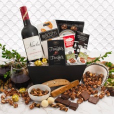 Cesta de regalo de chocolate y cabernet