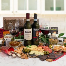 Sabor del Old Country Vinos italianos y Antipasto Double Decker Caja de regalo