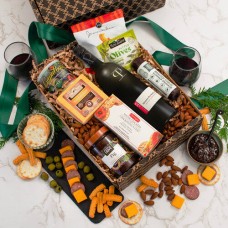 Caja regalo de la colección clásica de vino tinto, queso y galletas saladas