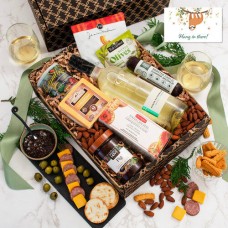Caja de regalo de la colección clásica de vino blanco, queso y galletas - Hang In There