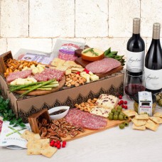 Caja de regalo de dúo de vinos y embutidos