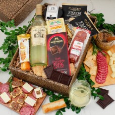 Caja de regalo de antipasto y vino blanco italiano Mangia Con Gusto
