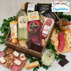 Caja de regalo de vino blanco italiano y antipasto Mangia Con Gusto: felicitaciones