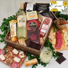 Caja de regalo de vino blanco italiano y antipasto Mangia Con Gusto - Get Well