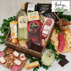 Caja de regalo de vino blanco italiano y antipasto Mangia Con Gusto - Gracias