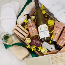 Cesta de regalo de vino blanco y spa de lujo