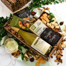 Caja de regalo de vino blanco y Snax