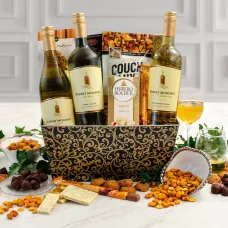 Cesta de regalo con trío de vinos blancos Mondavi