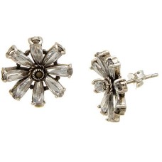 Pendientes de Marcasita en Flor de Piedra de CZ en plata esterlina