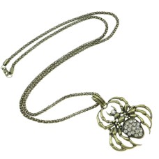 Collar gótico de Halloween con araña adornada con diamantes de imitación en tono dorado