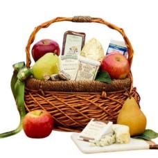 Cesta artesanal de frutas y queso