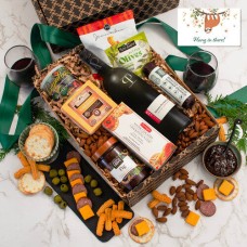 Caja de regalo clásica de vino tinto, queso y galletas saladas - ¡Aguanta!