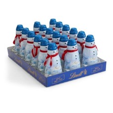 Figura hueca de muñeco de nieve de chocolate con leche de Lindt (caja de 18 piezas, 3,5 oz cada una)