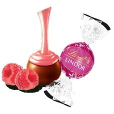 Trufas LINDOR de chocolate con leche, frambuesa y crema, caja de 800 unidades (353 oz)
