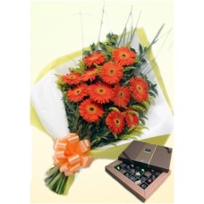 Orange Beauty (24 Gerbera Daises + Chocolatesus)