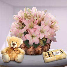 Special Detail (6 Liliums + Teddy Bear + Chocolates)