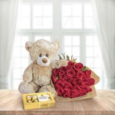 Charming Passion (24 Rosas + Teddy bear + Chocolates)