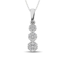 14 quilates de oro blanco de 0.25 Ct.Tw. Flor de diamante colgante
