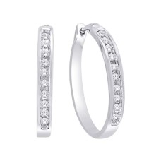 Pendientes de aro de oro blanco de 10 quilates con diamantes de 1/4 quilates.