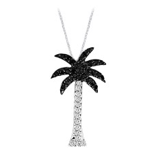 Colgante de palmera en oro blanco de 14 quilates con diamantes de 1/10 ct.