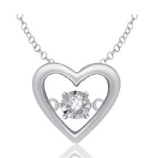 Plata de ley 0.05 Ct.Tw. Colgante de corazón de diamante en movimiento