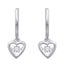 Plata de ley 0.05 Ct.Tw. Pendientes de corazón de diamante en movimiento