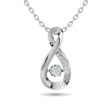 Colgante brillante con diamantes de 1/50 ct en total, talla redonda, en plata de ley.