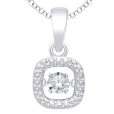 Colgante de moda de diamantes de plata esterlina de 0.05 Ct.Tw.Moving