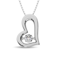 Colgante de corazón con diamante móvil de plata de ley de 1/20 ct.