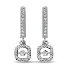 Plata de ley 0.05 Ct.Tw. Pendiente colgante de diamante en movimiento