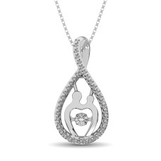Plata de ley 0.05 Ct.Tw. Diamante madre y niño colgante