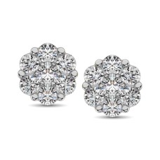 Pendientes de botón con forma de flor de diamantes de 1/4 quilates en oro blanco de 14 quilates