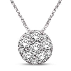 14K de oro blanco de 0.20 ct.Tw. Flor de diamante colgante