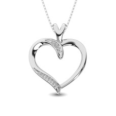 Plata de ley 0.05 Ct.Tw. Colgante De Corazón De Diamante