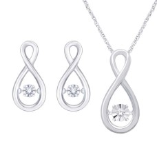 Plata de ley 0.05 Ct.Tw. Colgante de diamantes en movimiento y conjunto de pendientes