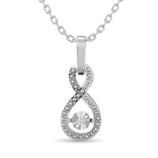 Colgante infinito brillante con diamantes de 1/50 ct en plata de ley.